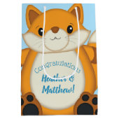 キツネベビーシャワーブルー ミディアムペーパーバッグ (裏面)