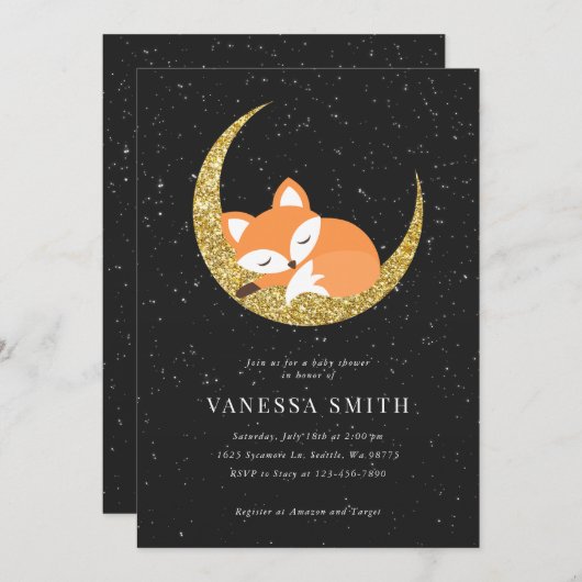 キツネベビーシャワー招待状 招待状 (正面/裏面)