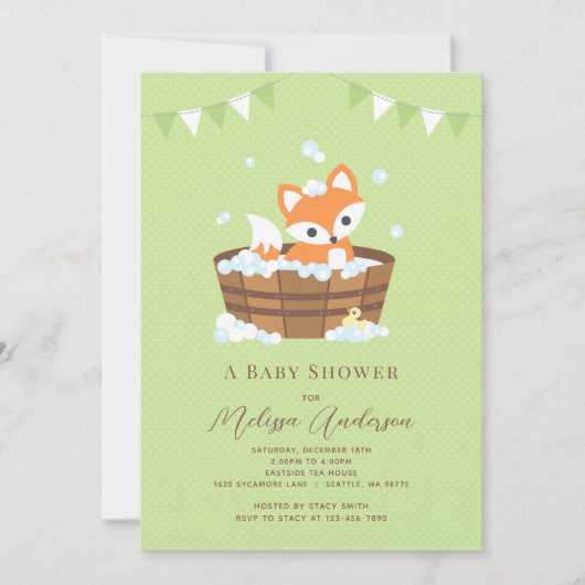 キツネベビーシャワー招待状 招待状 (正面)