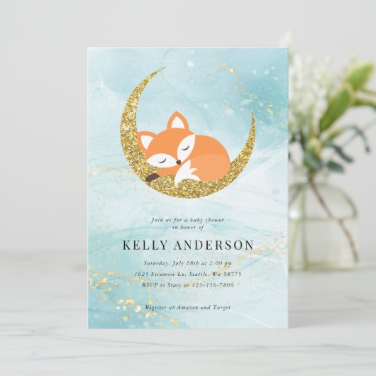 キツネベビーシャワー招待状 招待状 (スタンド正面)