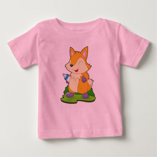 キツネベビーボトルミルク ベビーTシャツ (正面)