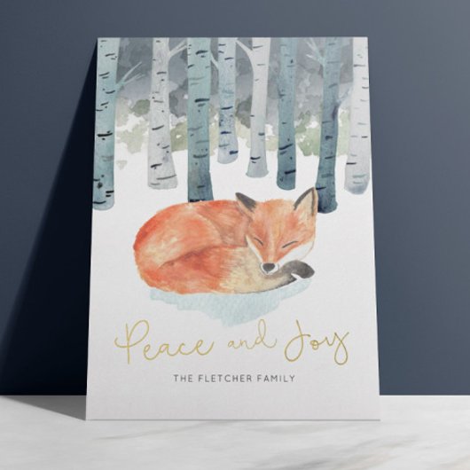 キツネホリデーゴールドフォイルフォトカード 箔シーズンカード