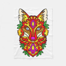 キツネボホウルフ抽象芸術アートレッドパープルホワイト