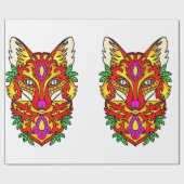 キツネボホ抽象芸術アートウルフレッドパープルホワイト ラッピングペーパー (フラット)