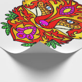 キツネボホ抽象芸術アートウルフレッドパープルホワイト ラッピングペーパー (角)