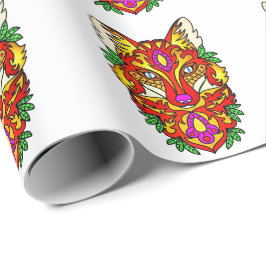 キツネボホ抽象芸術アートウルフレッドパープル ラッピングペーパー