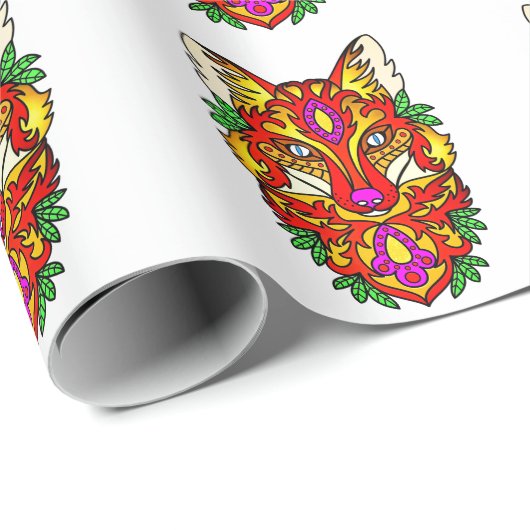 キツネボホ抽象芸術アートウルフレッドパープル ラッピングペーパー (ロールコーナー)