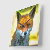キツネポートレートリアル野生動物芸術 スクエア壁時計 (傾斜)
