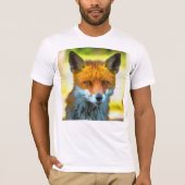 キツネポートレートリアル野生動物芸術 Tシャツ (正面)