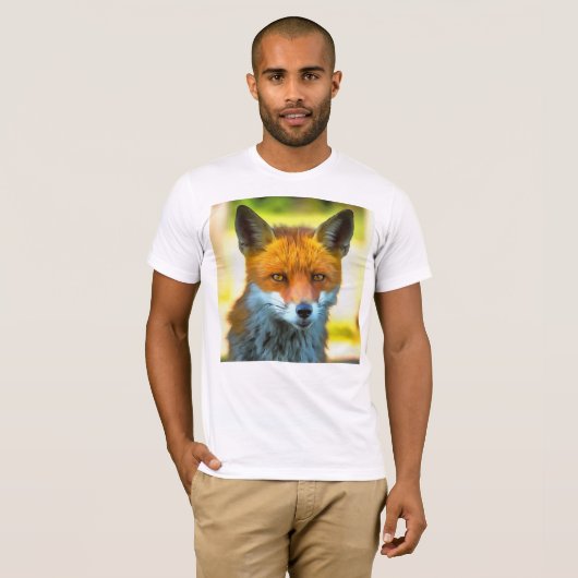 キツネポートレートリアル野生動物芸術 Tシャツ (正面フル)