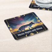 キツネムーンコースター – Mystic Nights スクエアペーパーコースター (アングル)