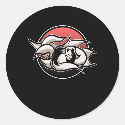 キツネモダンかわいいカミ日本のキツネ ラウンドシール (正面)