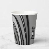 キツネモダンアートデザインインシルバーハッピーバースデー 紙コップ (左)