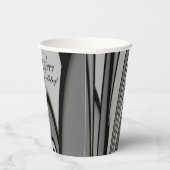 キツネモダンアートデザインインシルバーハッピーバースデー 紙コップ (右)