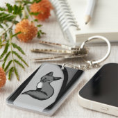 キツネモダンアートデザインインシルバー キーホルダー (正面右)