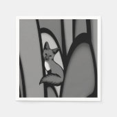 キツネモダンアートデザインインシルバー スタンダードカクテルナプキン (正面)