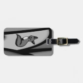 キツネモダンアートデザインインシルバー ラゲッジタグ (正面横)