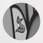 キツネモダンアートデザインインシルバー ラベル (デザイン2)