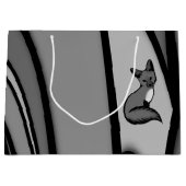 キツネモダンアートデザインインシルバー ラージペーパーバッグ (正面)