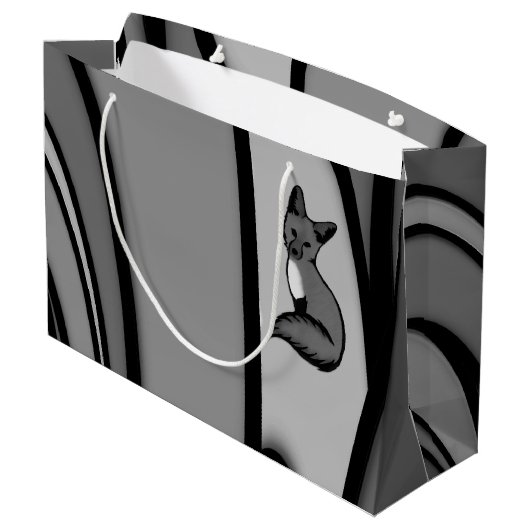 キツネモダンアートデザインインシルバー ラージペーパーバッグ (裏面アングル)