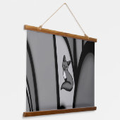 キツネモダンアートデザインインシルバー 吊り下げ型タペストリー (傾斜あり)