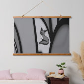 キツネモダンアートデザインインシルバー 吊り下げ型タペストリー (寝室)