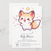 キツネモダンベビーシャワー 招待状 (正面/裏面)