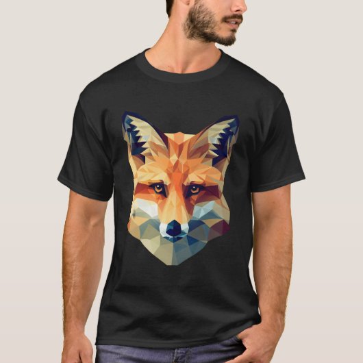 キツネモダン多角形スタイル動物 Tシャツ (正面)