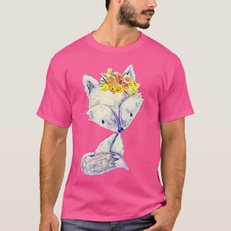 キツネモチーフずるいカラフル動物林動物キツネ Tシャツ