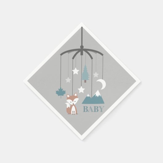 キツネモバイルモダンブルーベビーシャワーナプキンス スタンダードカクテルナプキン (角)