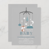 キツネモバイルモダンボーイベビーシャワー 招待状 (正面/裏面)