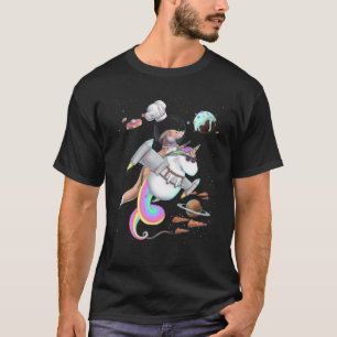 キツネライディングユニコーンフードピザ宇宙パーティー惑星C Tシャツ