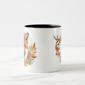 キツネラバーオータム/秋ウッドランドモノグラム誕生日 ツートーンマグカップ (中央)