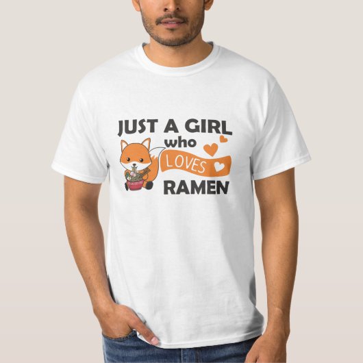 キツネラーメン甘食べ動物パスタ Tシャツ (正面)