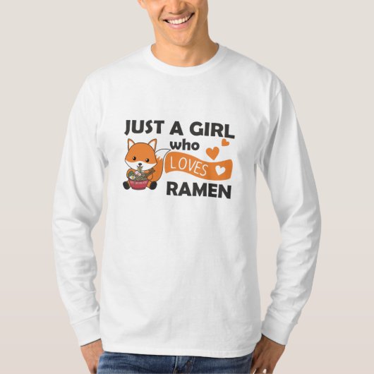 キツネラーメン甘食べ動物パスタ Tシャツ (正面)