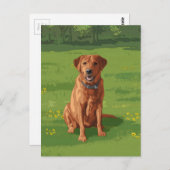 キツネレッドイエローラブラドールリトリーバードッグ ポストカード (正面/裏面)
