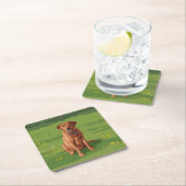 キツネレッドイエローラブラドールレトリーバードッグ スクエアペーパーコースター (インサイチュ)