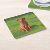 キツネレッドイエローラブラドールレトリーバードッグ スクエアペーパーコースター (アングル)