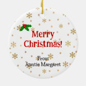 キツネレッドラブラドールとサンタクリスマスマンガ セラミックオーナメント (裏面)