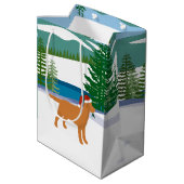 キツネレッドラブラドールクリスマスウィンタービュー ミディアムペーパーバッグ (裏面アングル)
