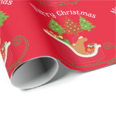 キツネレッドラブラドールシルエットクリスマススレッハイレッド ラッピングペーパー (ロールコーナー)