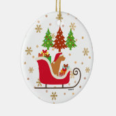 キツネレッドラブラドールシルエット セラミックオーナメント (右)