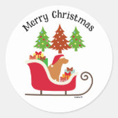 キツネレッドラブラドールシルエット ラウンドシール (正面)