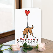 キツネレッドラブラドールハートバルーンありがとう シーズンカード