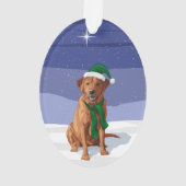 キツネレッドラブラドールリトリエバークリスマスドッグ オーナメント (裏面)