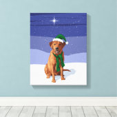 キツネレッドラブラドールリトリエバークリスマスドッグ キャンバスプリント (インサイチュ (ウッドフロア))