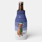 キツネレッドラブラドールリトリエバークリスマスドッグ ボトルクーラー (ボトル正面)