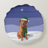 キツネレッドラブラドールリトリエバークリスマスドッグ ラウンドクッション (裏面)
