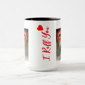 キツネレッドラブラドールレトリバーと赤いハート眼鏡 マグカップ (中央)