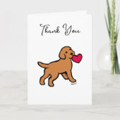 キツネレッドラブラドール子犬とハート サンキューカード (正面)